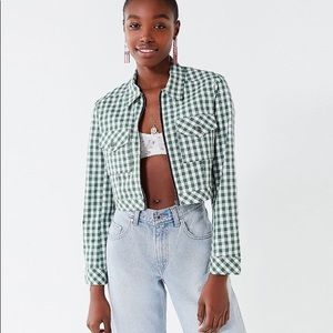Green cropped urban outfitters zip up